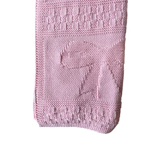 Brooks Brothers Pink Bow Knitted Throw Blanket 50x70 Designer Spring Decor NEW - Picture 13 of 15